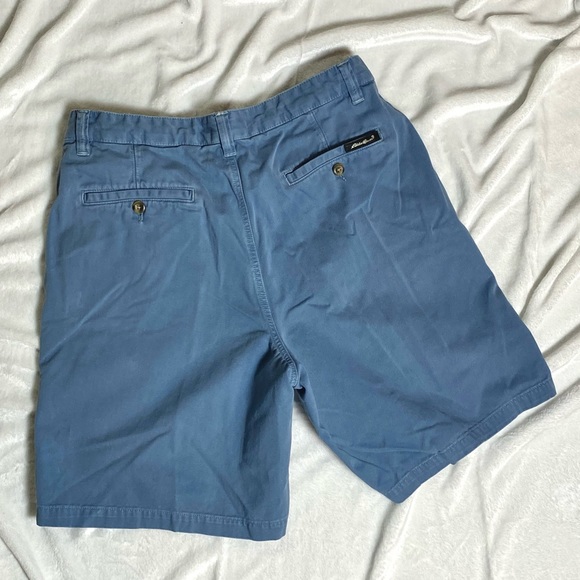 Eddie Bauer Relaxed Cotton Men’s Chino Shorts, Light Blue, Size 34 - Picture 4 of 8